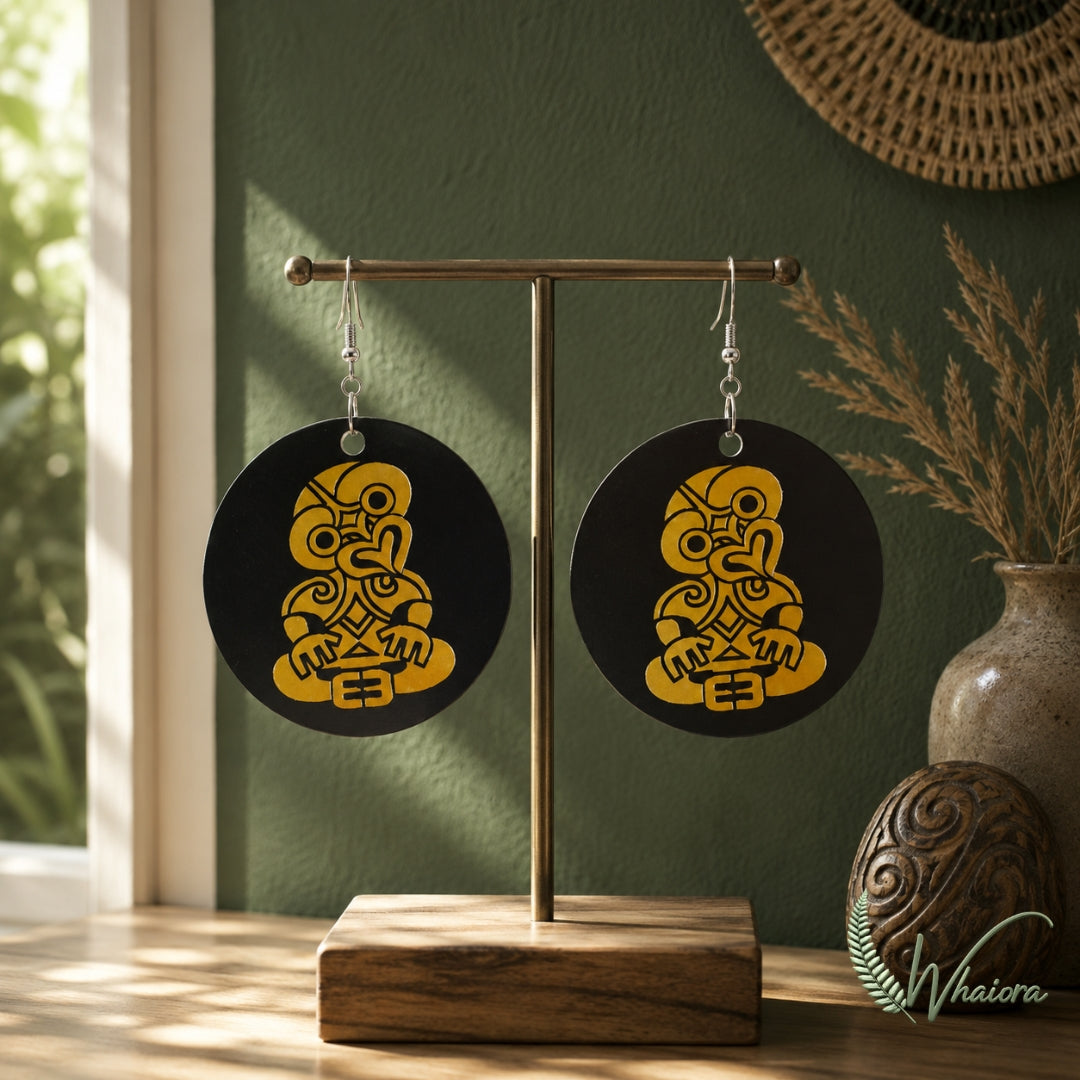 Orange Tiki Resin Earrings