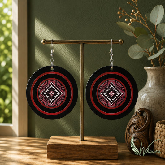 Red Nga hau e wha Earrings