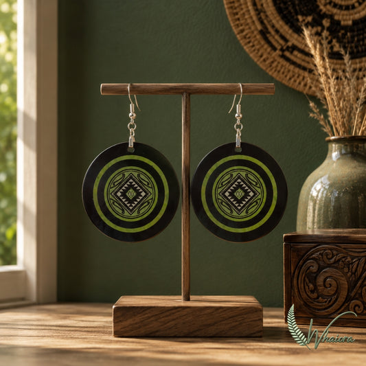 Lime Green Nga hau e wha Resin Earrings