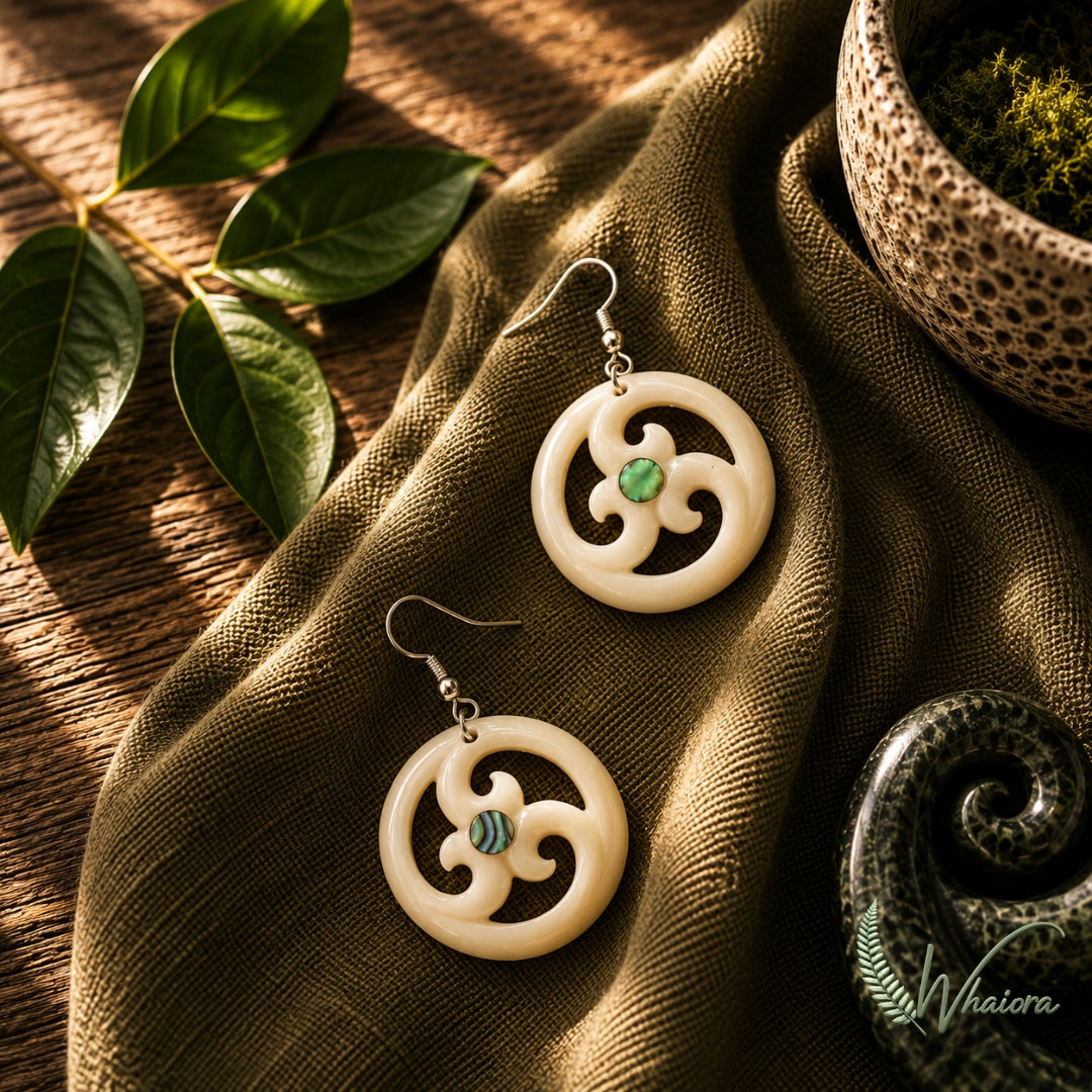 Beef Bone and Paua Earrings