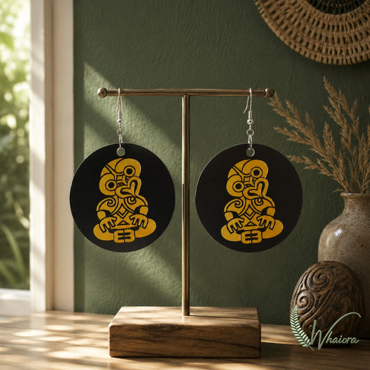 Orange Tiki Resin Earrings
